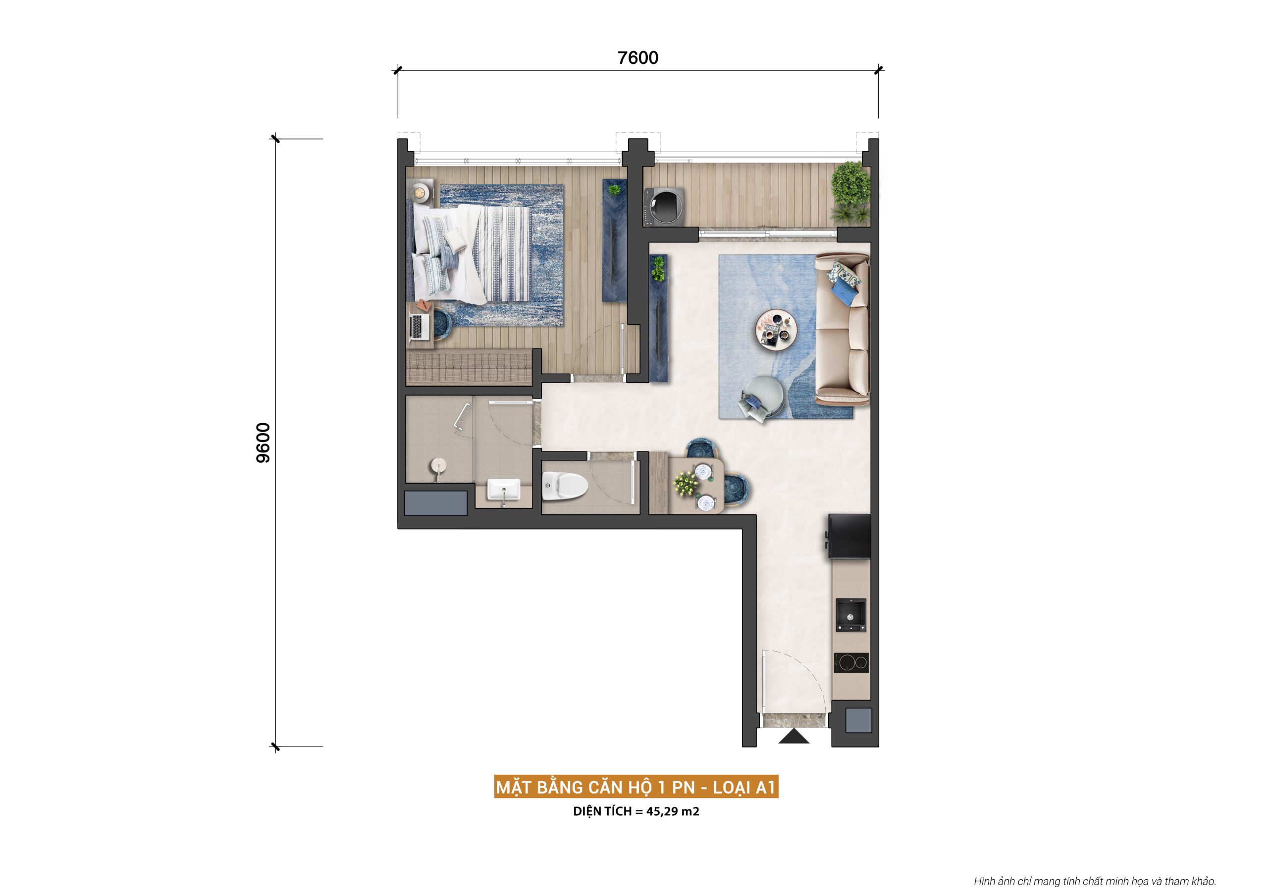 layout can ho 1 phong ngu