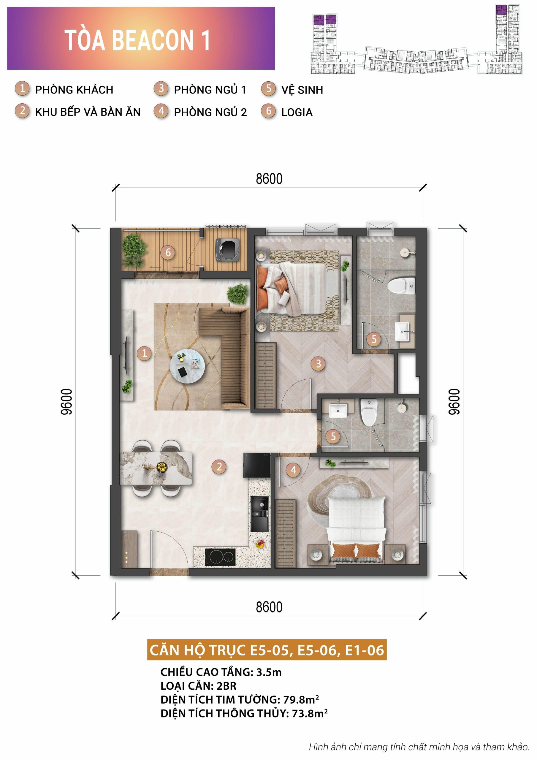 can ho beacon tower 2pn