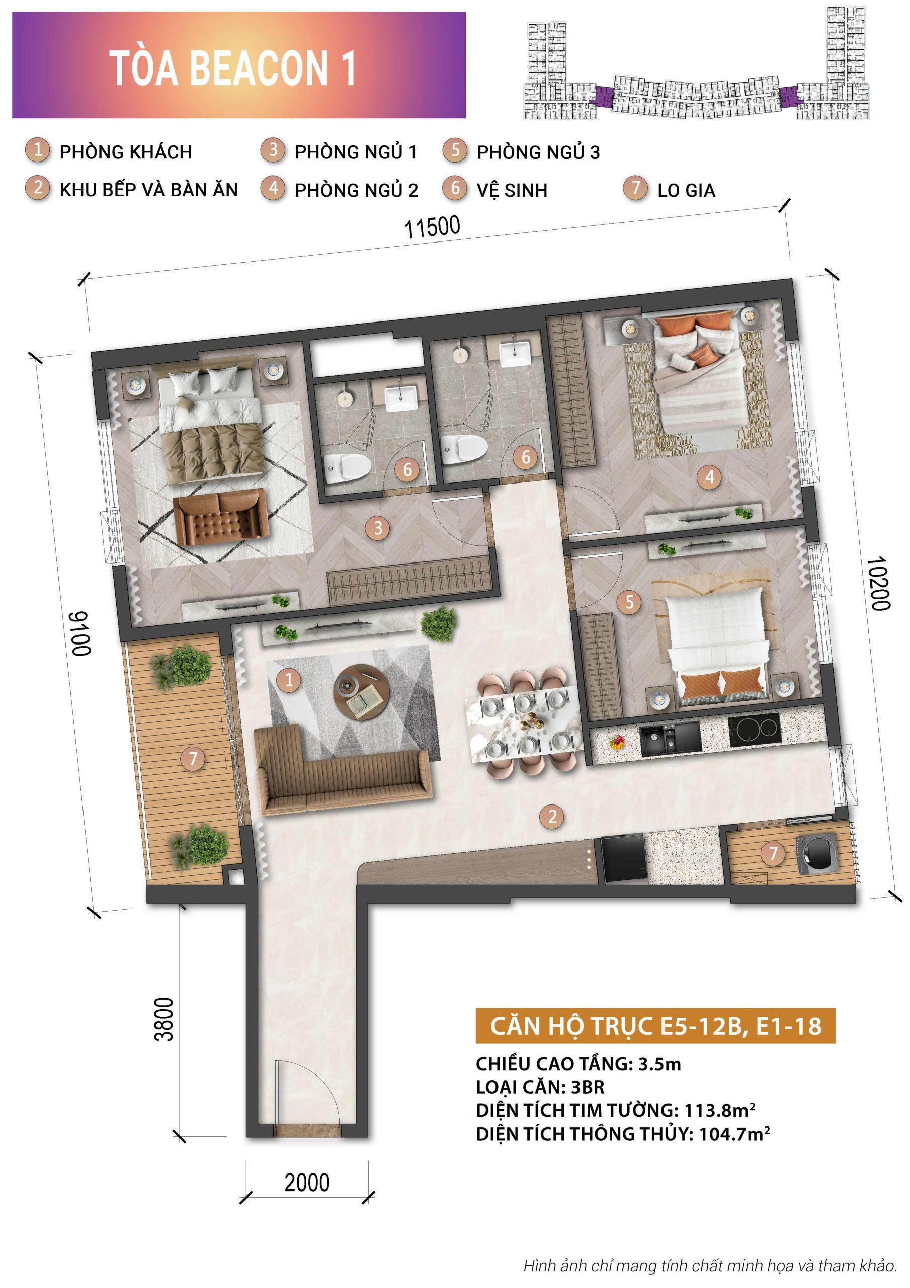 can ho beacon tower 3pn 113m2